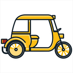 Rickshaw flat icon outline in the style of simple vector
