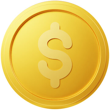 3d gold coin with dollar sign render