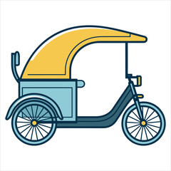 Fototapeta na wymiar Rickshaw flat icon outline in the style of simple vector