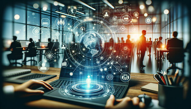 High-tech ERP dashboard showcasing seamless integration of business processes.