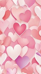 Pink Valentine Hearts Paper Background 
