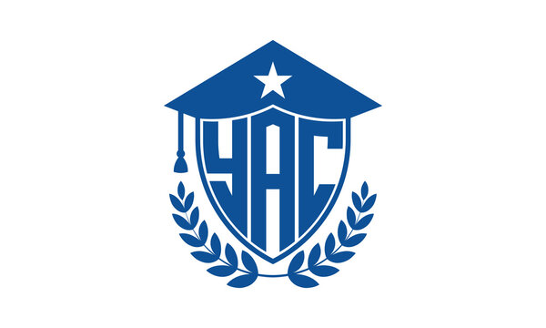 YAC three letter iconic academic logo design vector template. monogram, abstract, school, college, university, graduation cap symbol logo, shield, model, institute, educational, coaching canter, tech