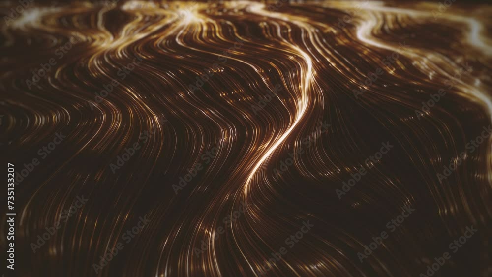 Poster gold streaming lines background/ animation of an abstract background of flowing and streaming light 