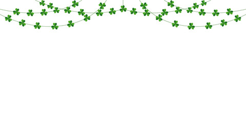 clover leaves border. vector banner with clover illustration for st patricks day