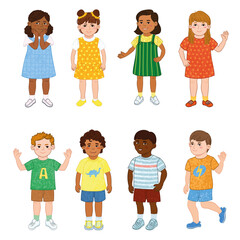 Vector Colorful Set with Illustrations of Children
