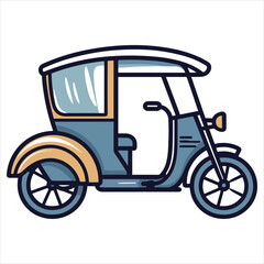 Rickshaw flat icon outline in the style of simple vector