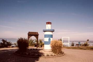View of the Balaton lake from Balatonvilagos.Autumn season.