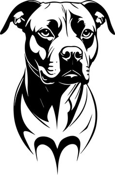 Vector illustration of a pitbull dog head, black tattoo design