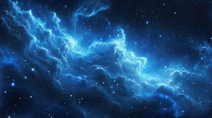 Fototapeta na wymiar Ethereal blue nebula amidst stars in deep space