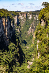 Waterfall, Forest, river and cliffs in Itaimbezinho Canyon