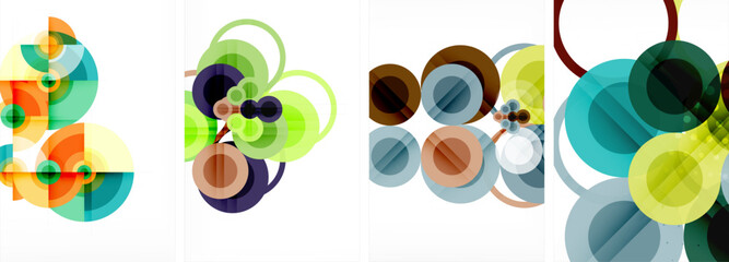 Charming geometric abstract posters. Mesmerizing set of circles, each design a harmonious blend of form and color. Elevate your design with modern, visually striking art