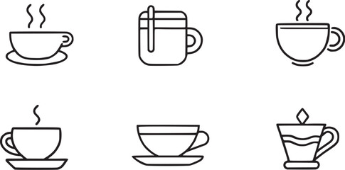 set of cup of tea icon vector collections. 