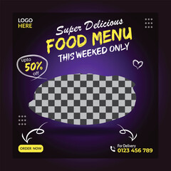 food menu design and restaurant social media banner post template