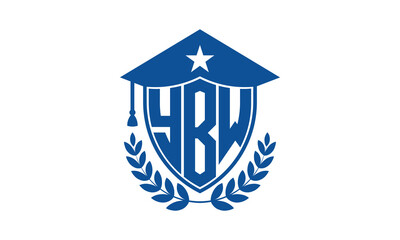 YB three letter iconic academic logo design vector template. monogram, abstract, school, college, university, graduation cap symbol logo, shield, model, institute, educational, coaching canter, tech