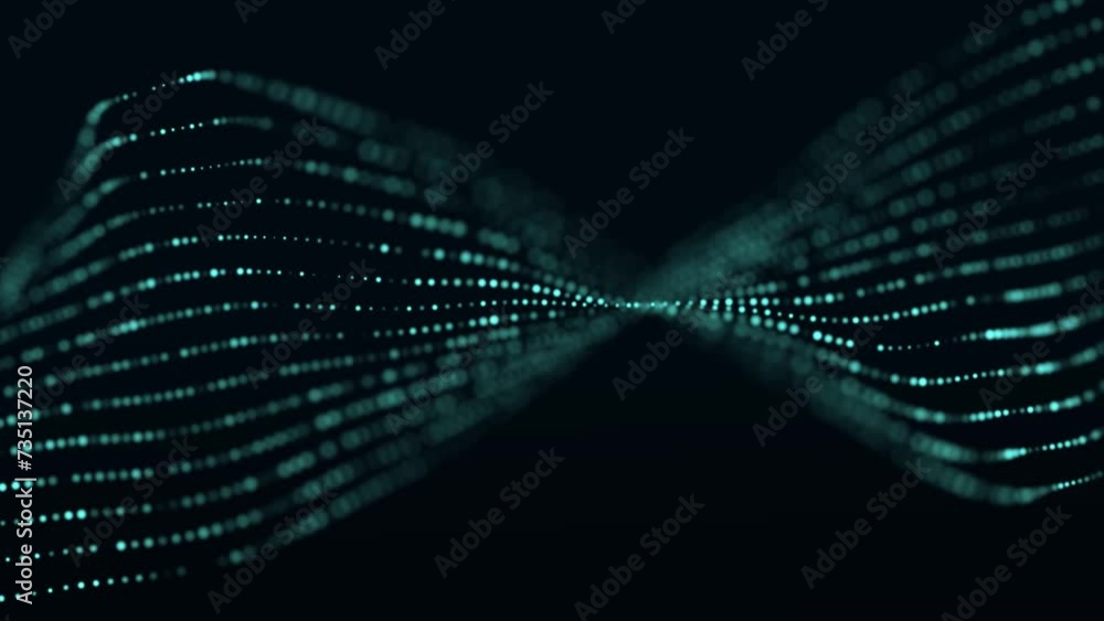 Poster Digital technology. Futuristic background of glowing particles in motion. Large amount of data. 3D rendering.
