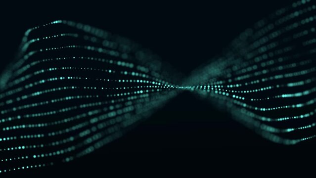 Digital technology. Futuristic background of glowing particles in motion. Large amount of data. 3D rendering.
