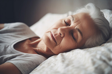 Fototapeta na wymiar Peaceful Rest: Elderly Woman Asleep