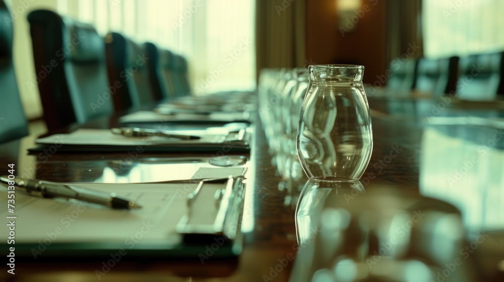 Aufkleber a long table filled with empty glasses. perfect for events and gatherings