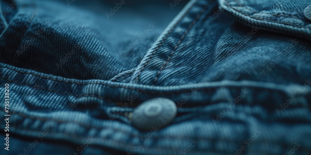 Aufkleber a close-up view of a button on a pair of jeans. can be used to showcase the details of denim clothin