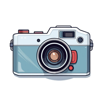 Classic Camera Icon, Isolated Vintage Photograph Object on White Background