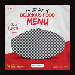 food menu design and restaurant social media banner template
