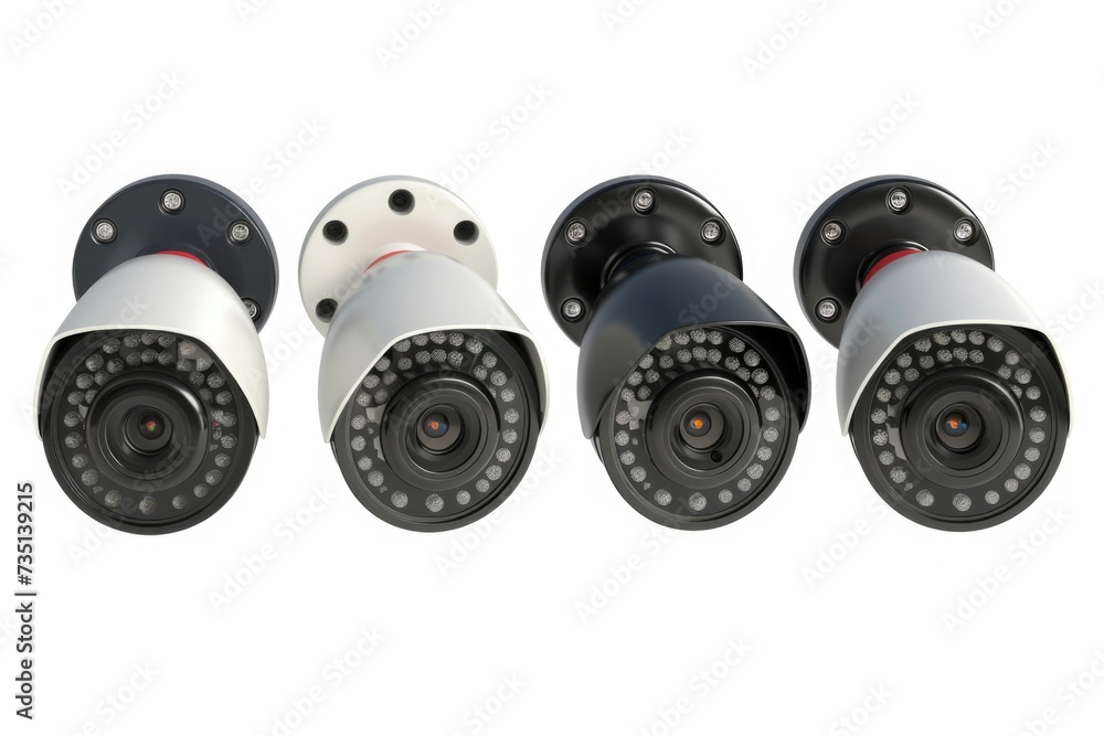 Poster three cameras sitting next to each other. perfect for photography enthusiasts or professionals looki