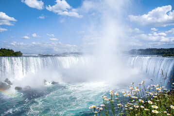 Niagara Falls and spring flowers