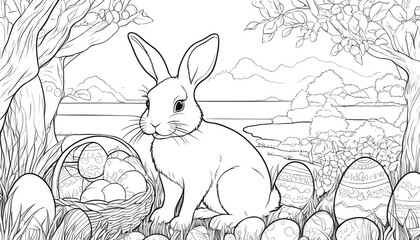 Cute Easter bunny coloring page