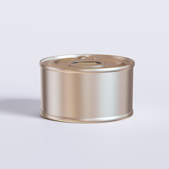 White blank tin can gold metal Tin Can with key, canned Food. Isolated with clipping path. for Mock up collection