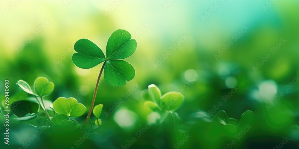 Poster A detailed close-up view of a leafed plant in a field. Perfect for nature enthusiasts or those in need of a vibrant botanical image