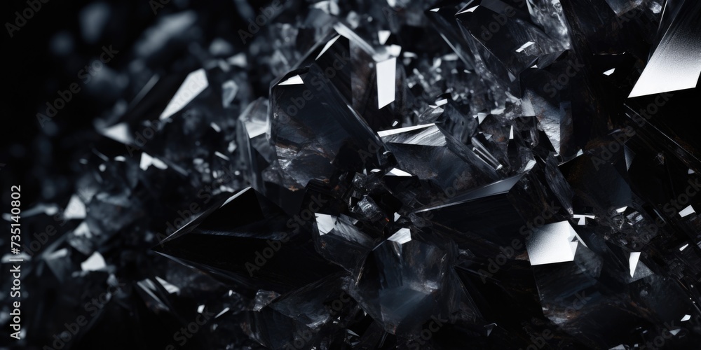 Poster a black and white photo showcasing a collection of crystals. this versatile image can be used for va