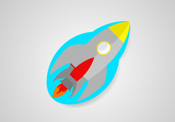 Rocket web icon, sticker, element for design. Vector illustration.