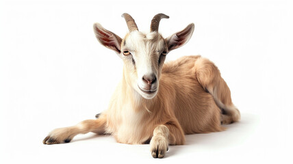 Relaxed domestic goat lying down
