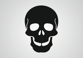 The skull icon. Black silhouette of a human skull. Vector illustration isolated on a white background for design and web.