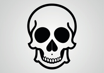 The skull icon. Black silhouette of a human skull. Vector illustration isolated on a white background for design and web.