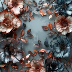 Flower frame background. Invitation card concept. Generative AI