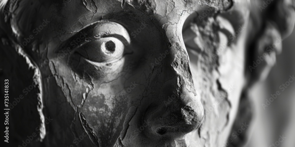 Aufkleber a close-up shot of a statue depicting the face of a man. suitable for various uses