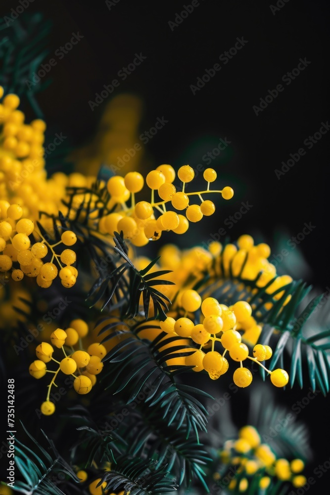 Poster A close up view of a bunch of vibrant yellow flowers. Perfect for adding a pop of color to any project or design