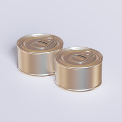 White blank tin can gold metal Tin Can with key, canned Food. Isolated with clipping path. for Mock up collection