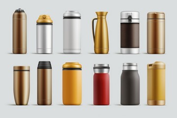 A collection of various water bottles suitable for different needs and occasions. Versatile and convenient, these water bottles can be used in a variety of settings