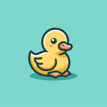 recommend clip art: flat logo of Cute Duck cartoon icon illustration. animal nature icon, duck logo 