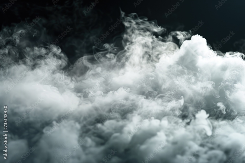 Poster Close up view of smoke on a black background. Perfect for adding a mysterious or dramatic touch to any project