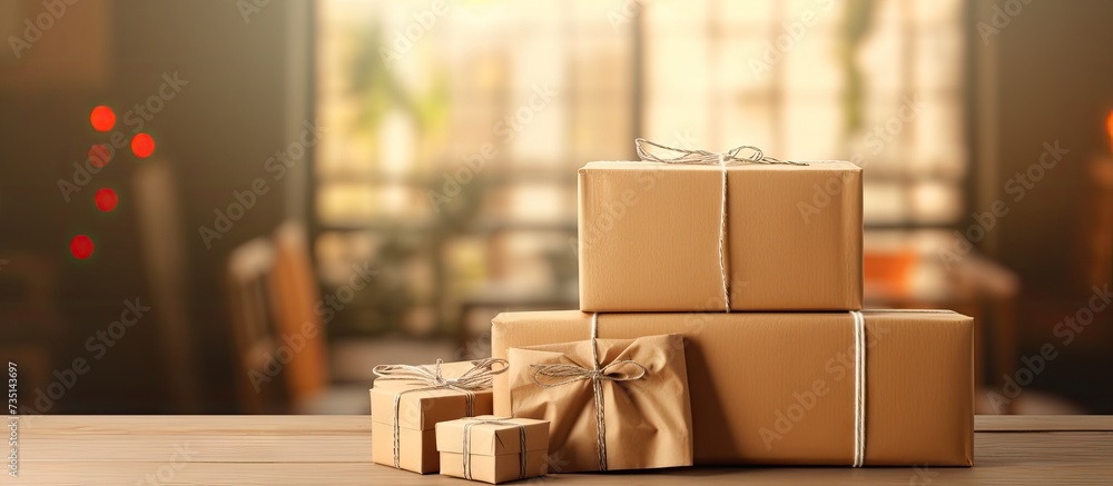 Aufkleber parcel delivery man check stock prepare to send the package to the customer. creative banner. copysp