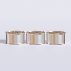 White blank tin can gold metal Tin Can with key, canned Food. Isolated with clipping path. for Mock up collection