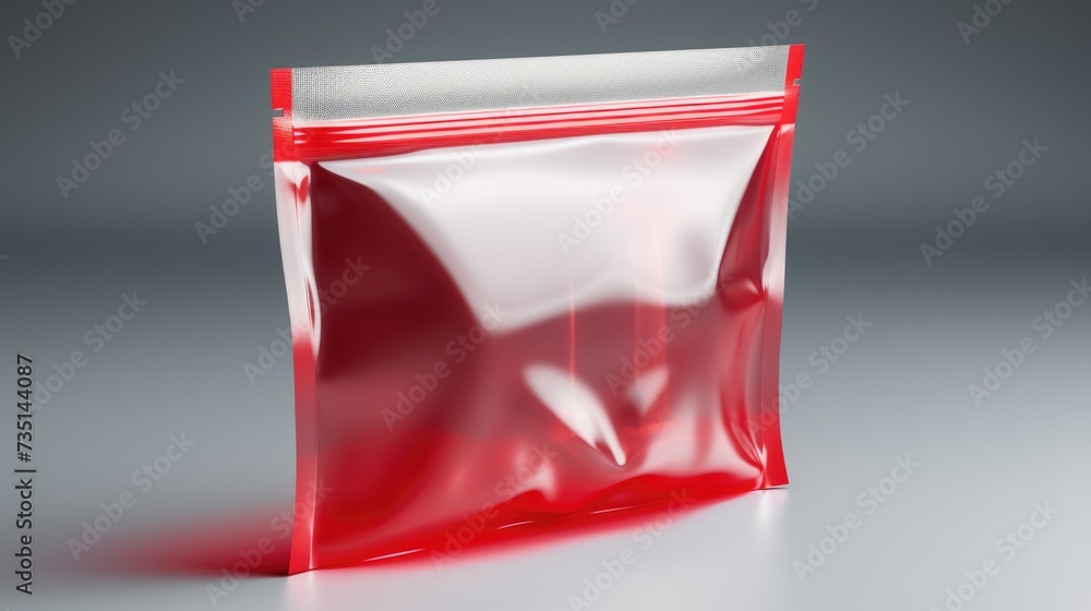Poster a red and white bag placed on a table. suitable for various purposes
