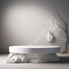 Abstract scene with white marble podium.