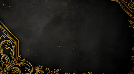 black background in a gold patterned frame with copy space