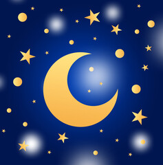 Obraz na płótnie Canvas dark blue background with moon and stars 