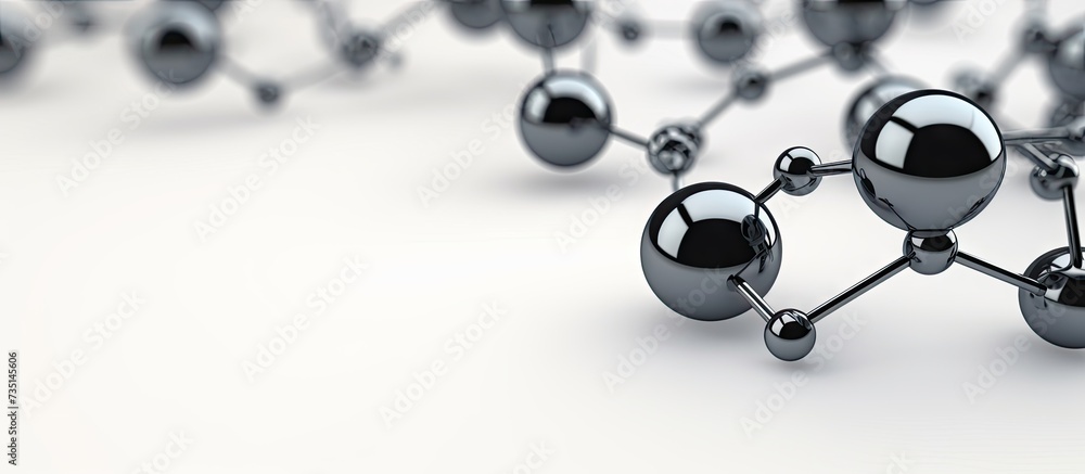 Poster nano sphere from carbon atoms isolated on white background. creative banner. copyspace image