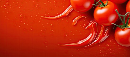 tomato sauce ketchup with fresh tomatoes. Creative Banner. Copyspace image